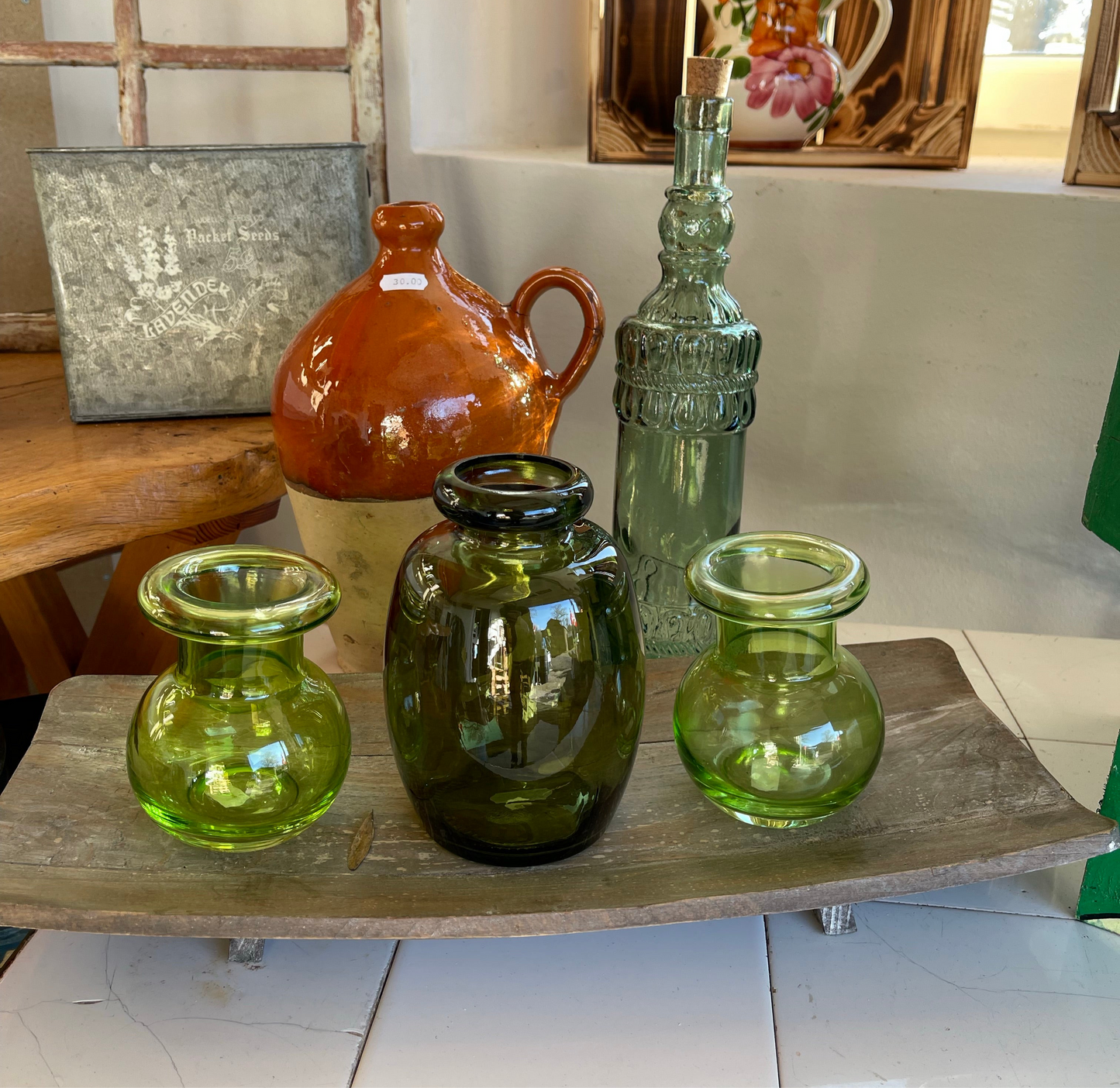 Shape glasvase Oliven grøn H16