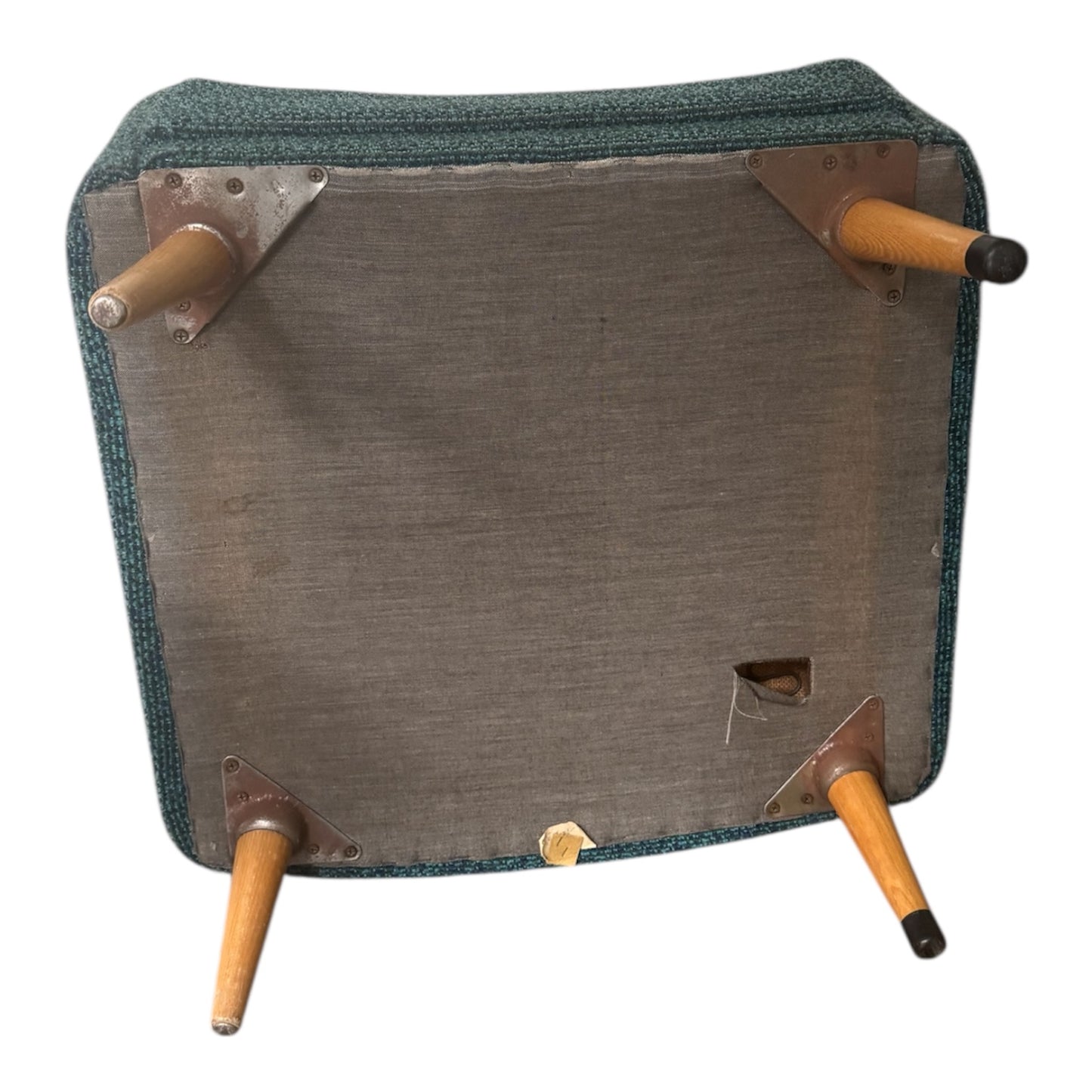 Midcentury Loungesæt, 2 stk, 60’erne i fed blå/grøn polstring med træarmlæn