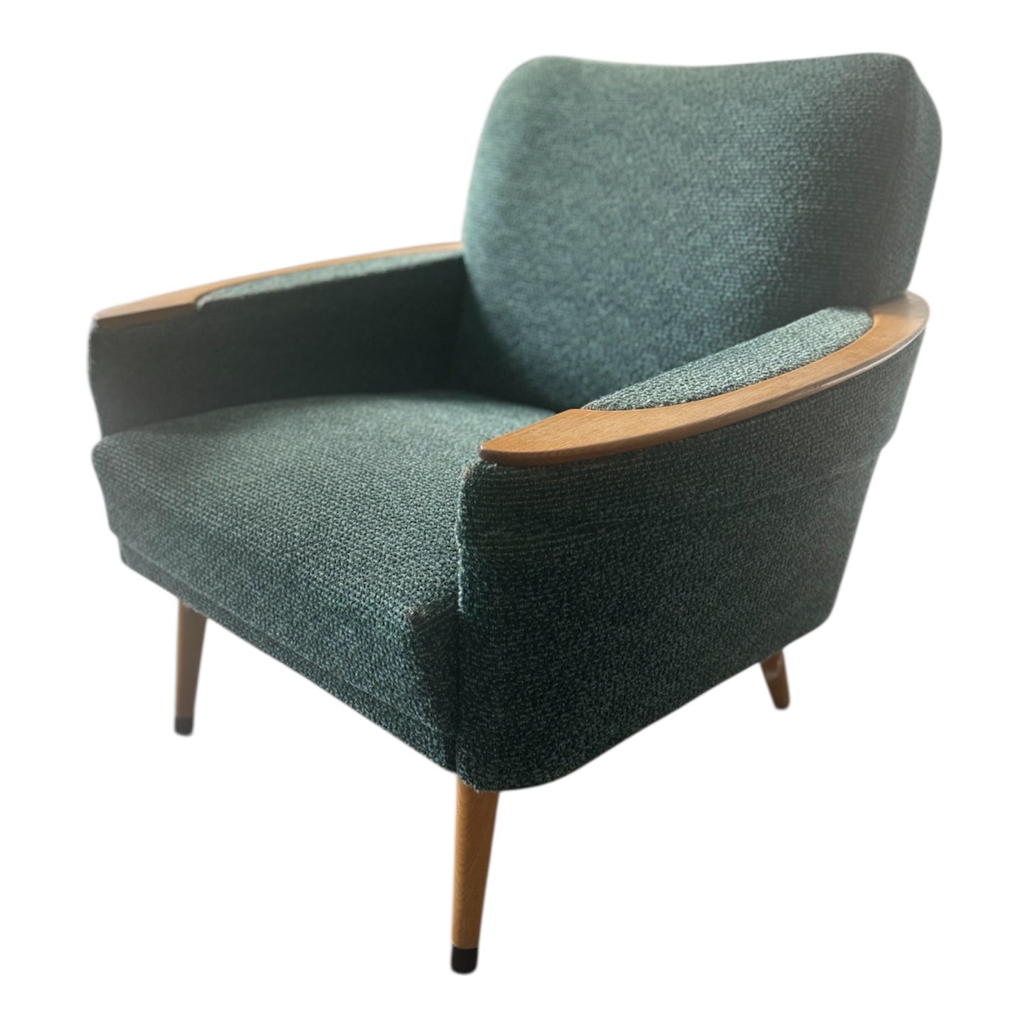 Midcentury Loungesæt, 2 stk, 60’erne i fed blå/grøn polstring med træarmlæn