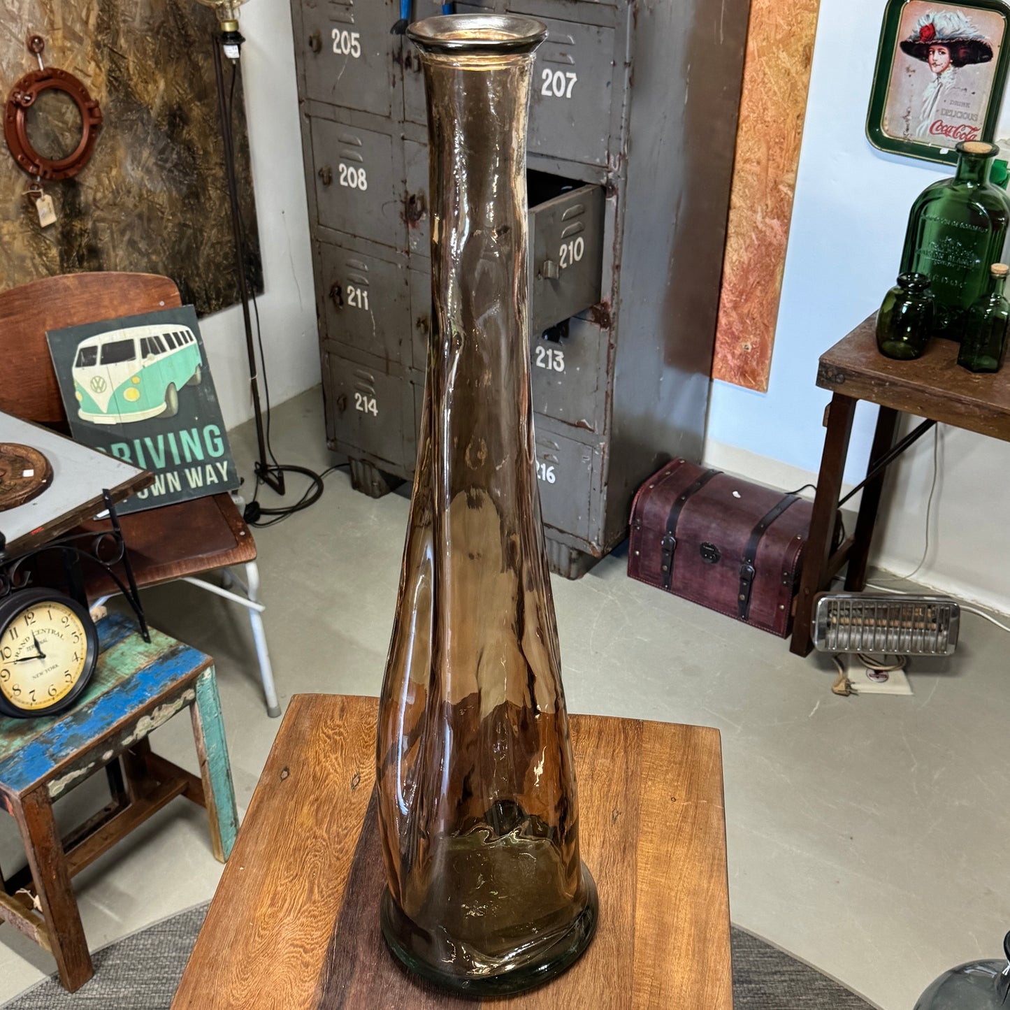 Stor røgfarvet glas vase