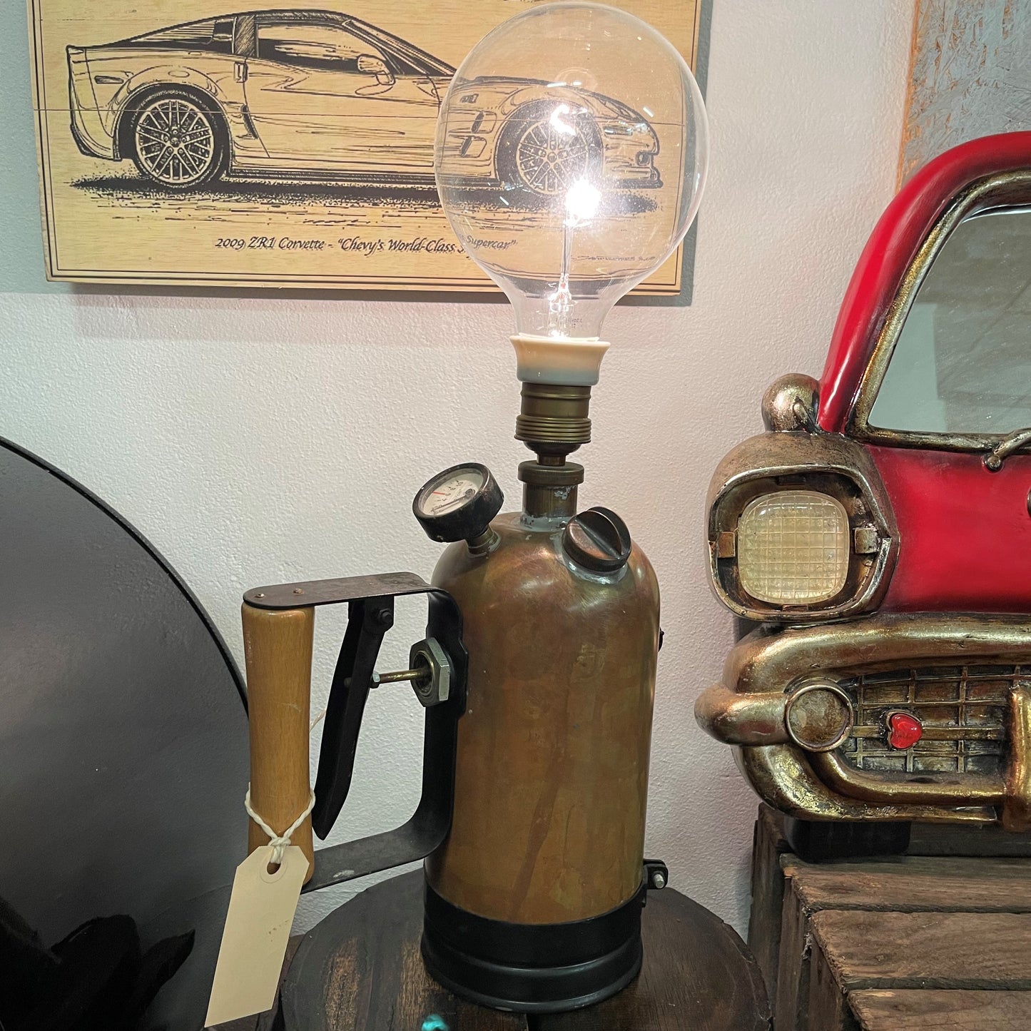 Retro fed bordlampe med tryk termostat