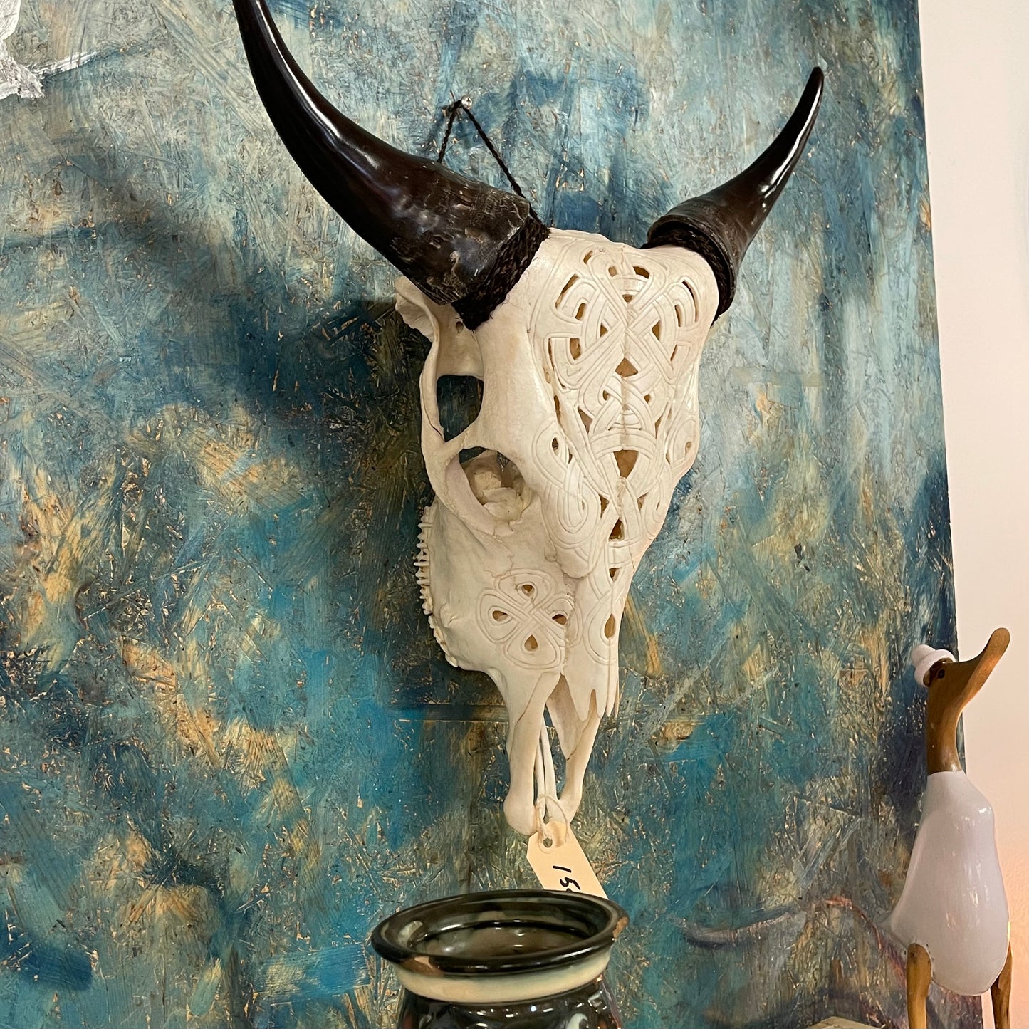 Bull håndskåret kranie, den ægte (B63x H79)