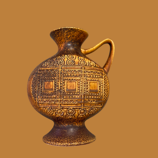 West Germany vase med hank i skøn  brun / gyldne farver