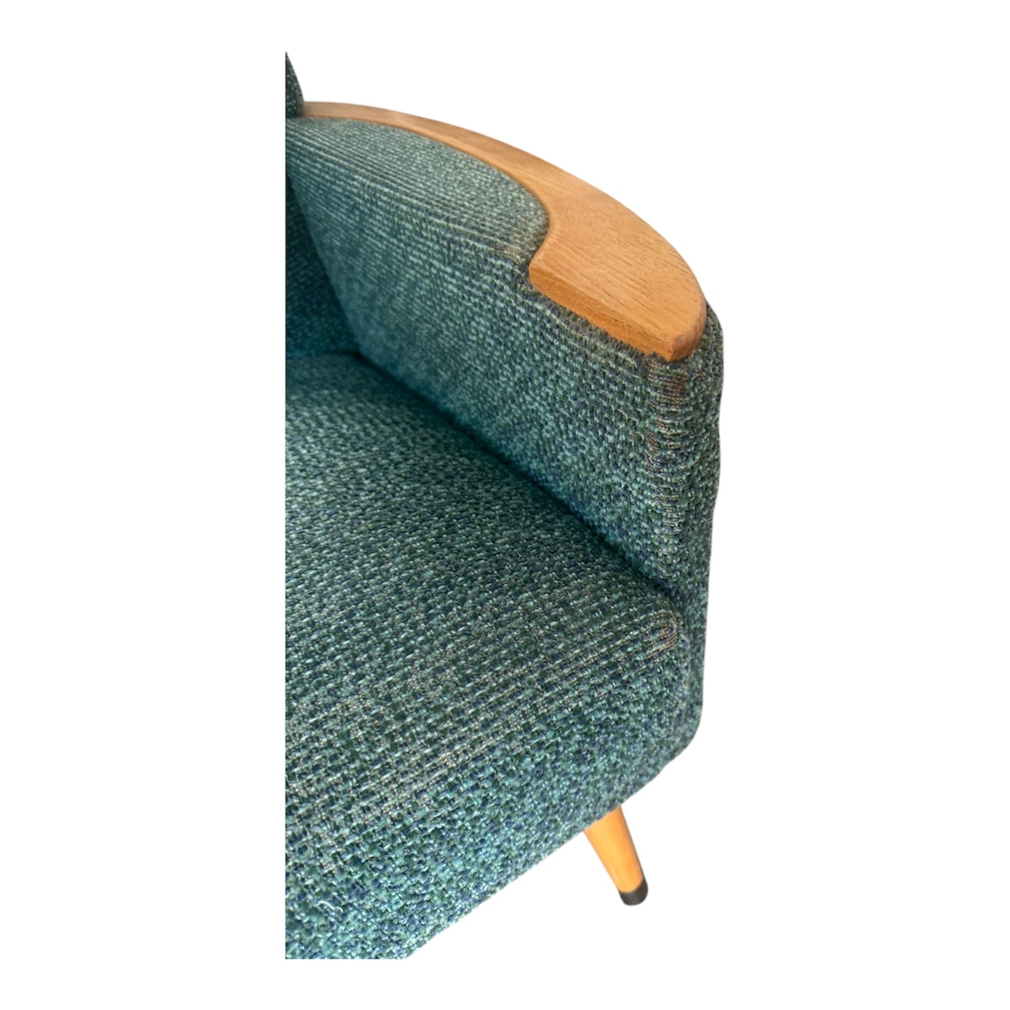 Midcentury Loungesæt, 2 stk, 60’erne i fed blå/grøn polstring med træarmlæn