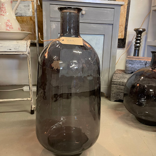 Sort / røgfarvet gulv vase i glas H63 cm