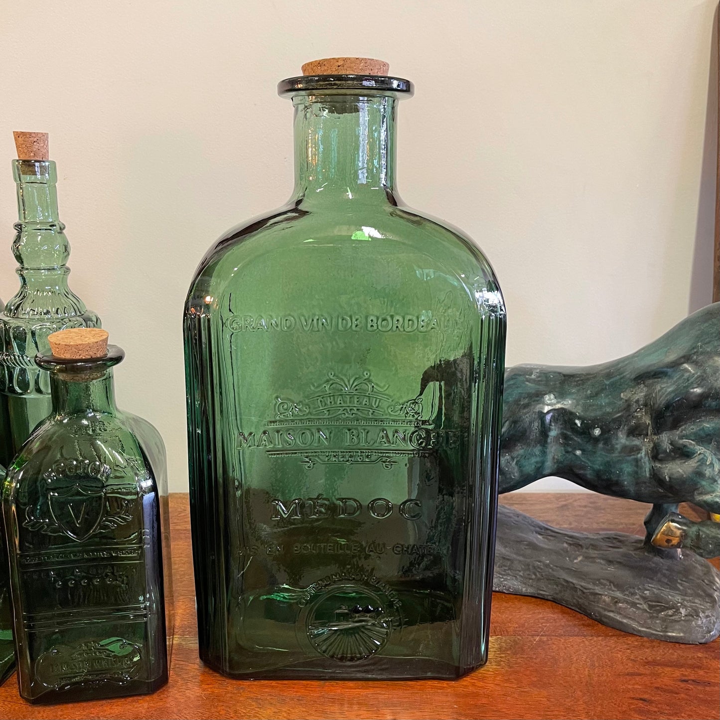 William glasflaske (vase) grøn H40