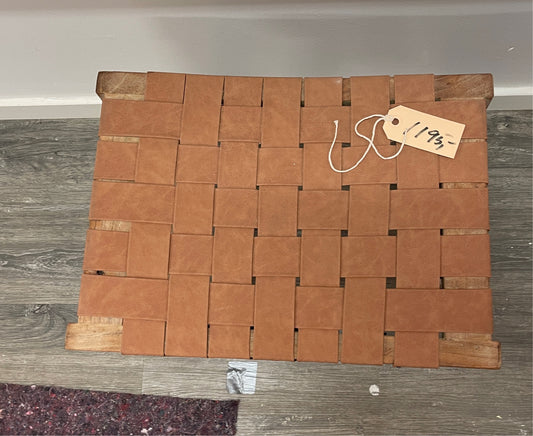 Træ Skammel med læder