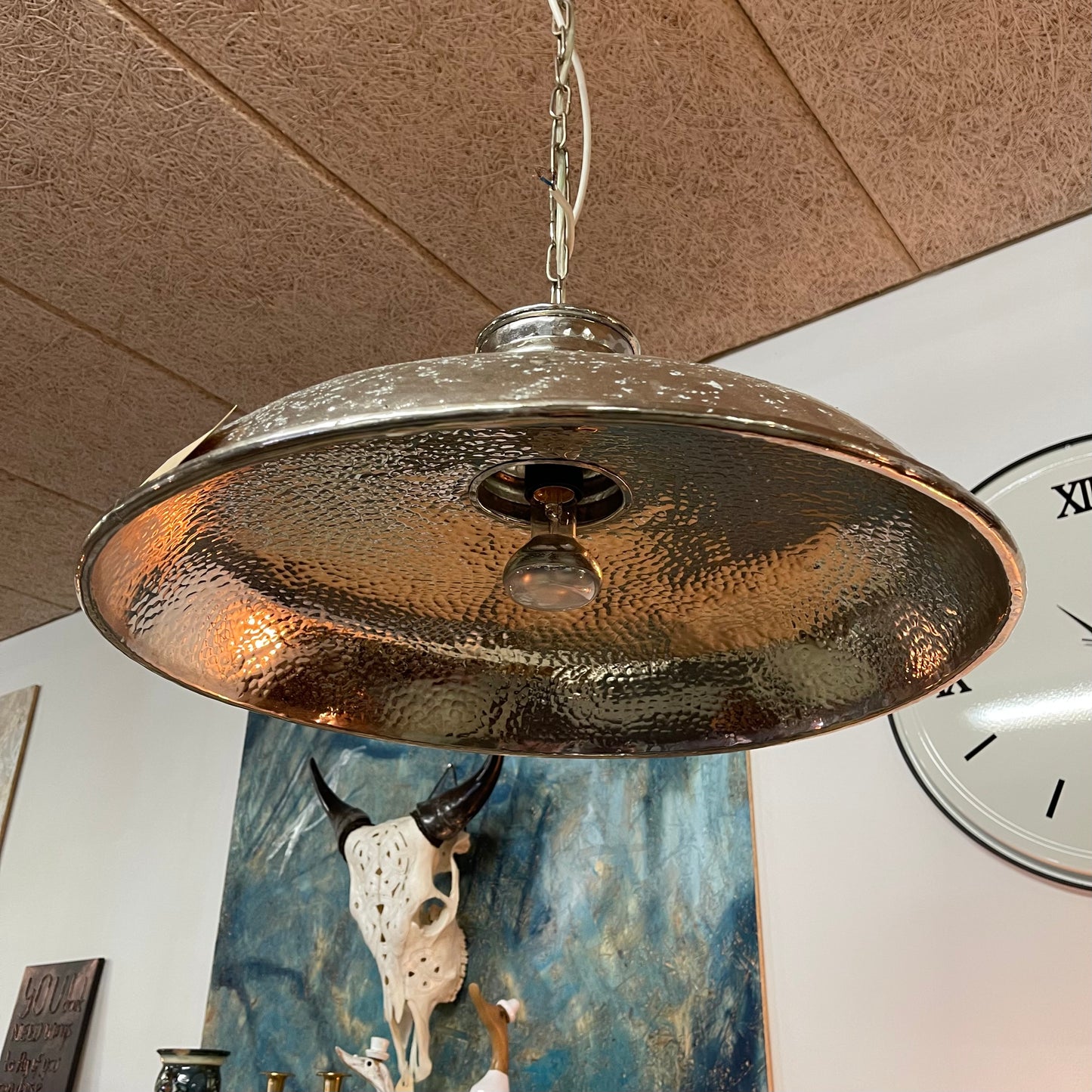 Små rustik loftslampe (sølvlook m. Patina)