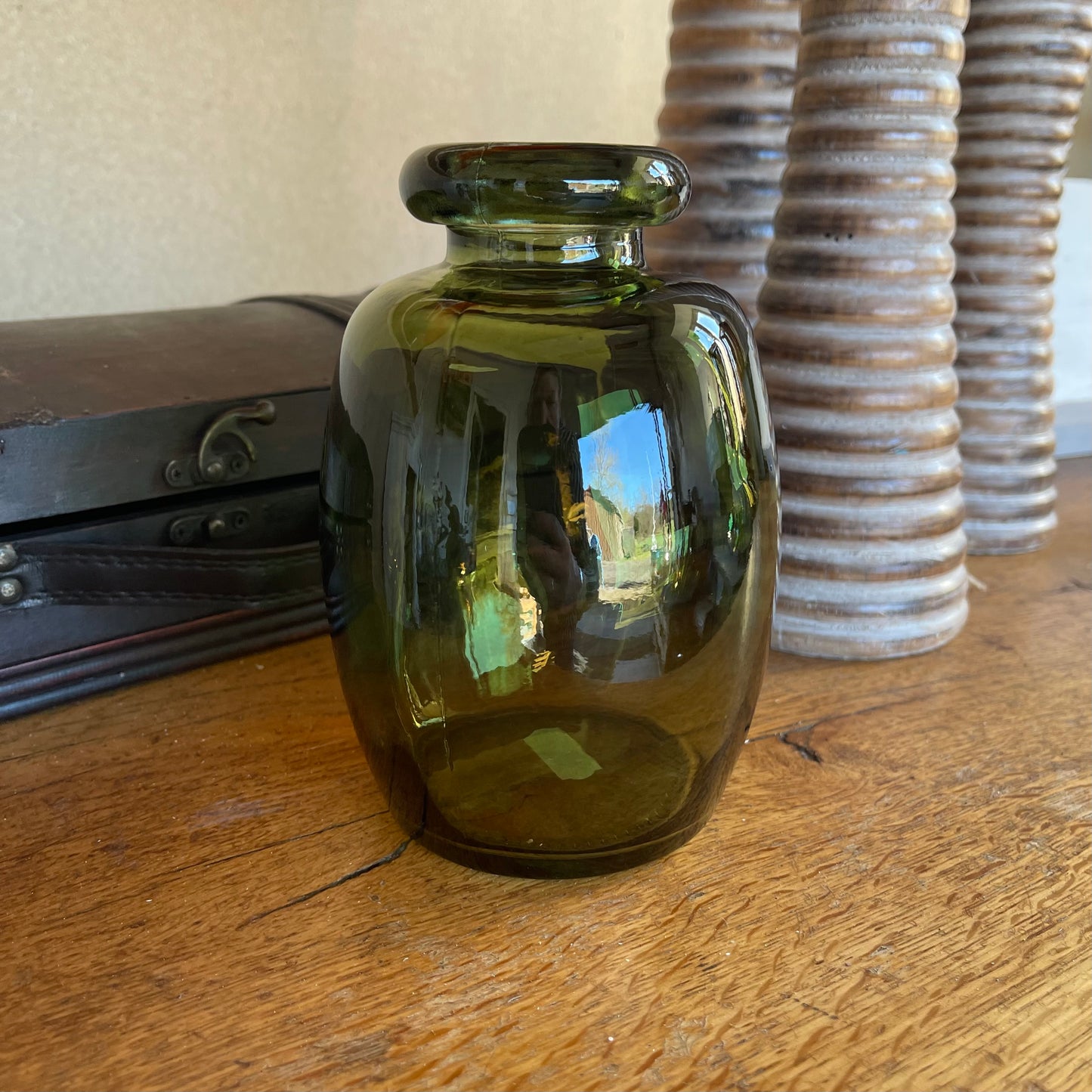 Shape glasvase Oliven grøn H16