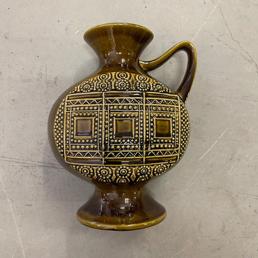 West Germany vase med hank i skøn grøn glasur