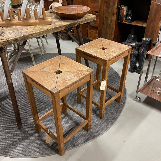 Retro træ bar skamler (sæt af 2)